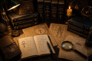 Research desk representing the ideas behind the Jonathan Chambers series